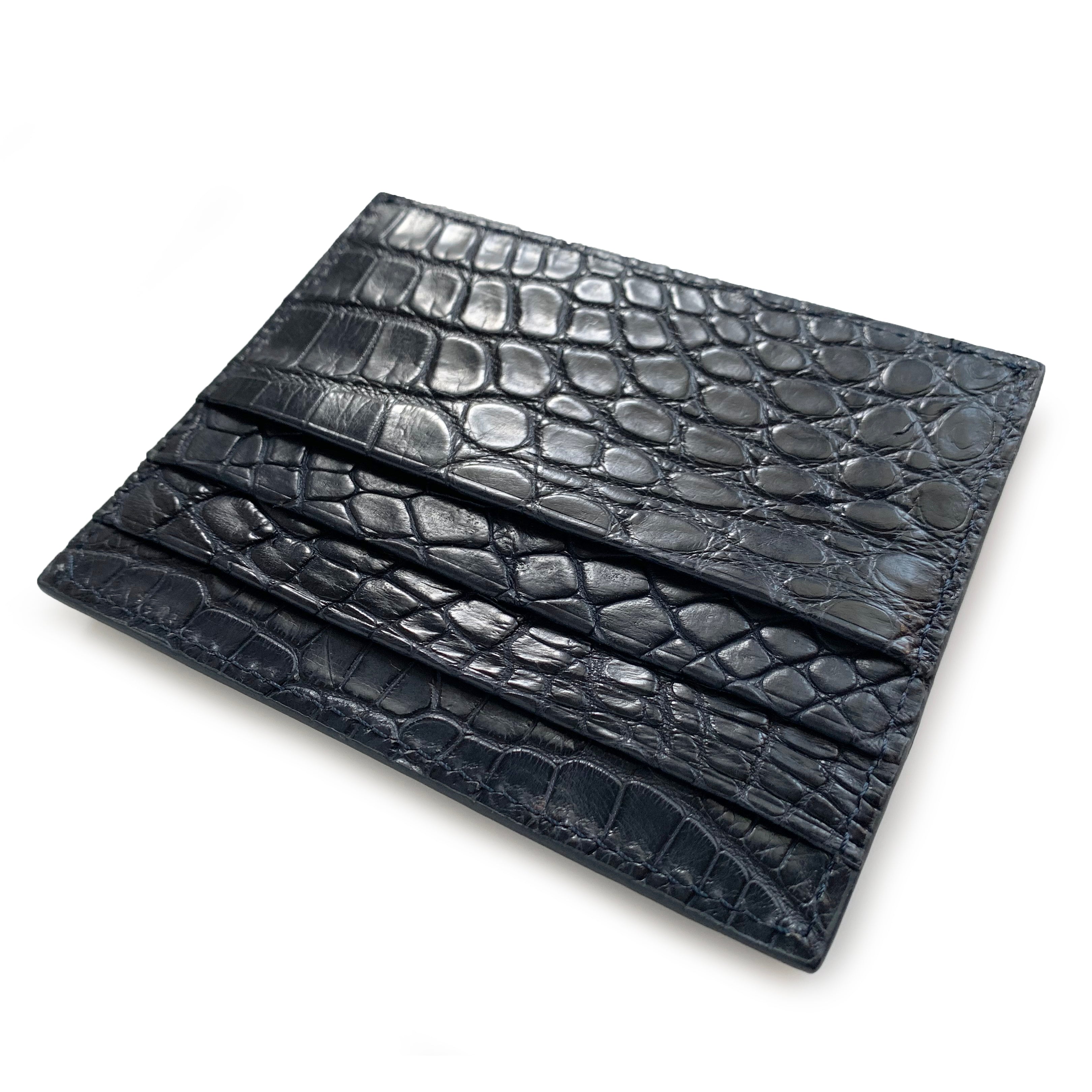 NAVY BLUE CROCODILE CARDHOLDER By LAYKH