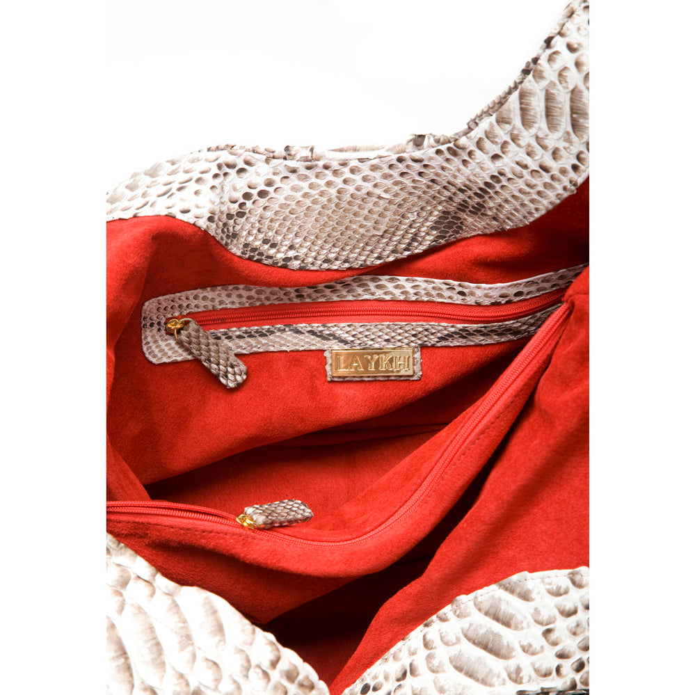FAREESA Natural Python Shoulder Handbag by LAYKH