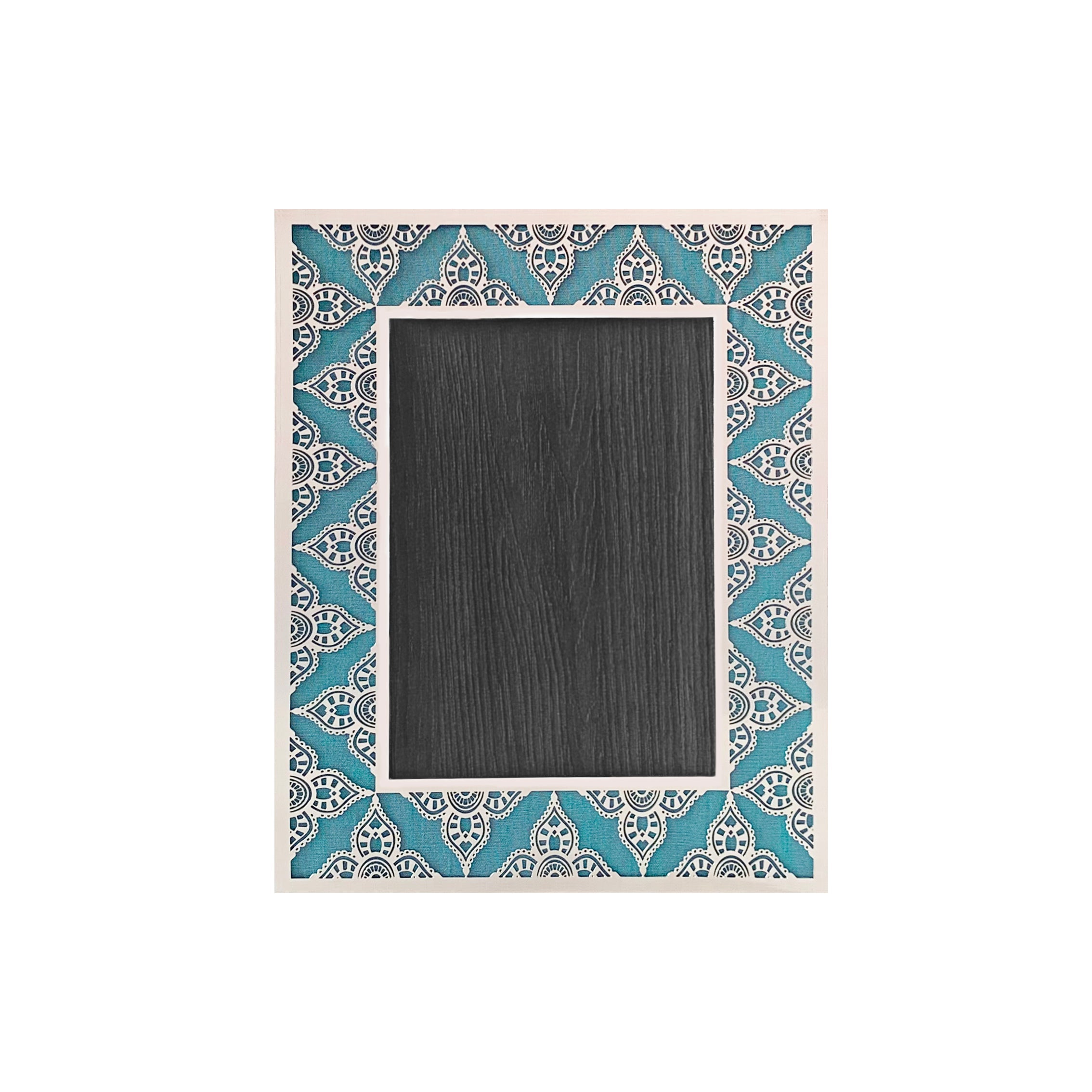 JAIPUR Silver Photo Frame (5R) - Aqua Blue