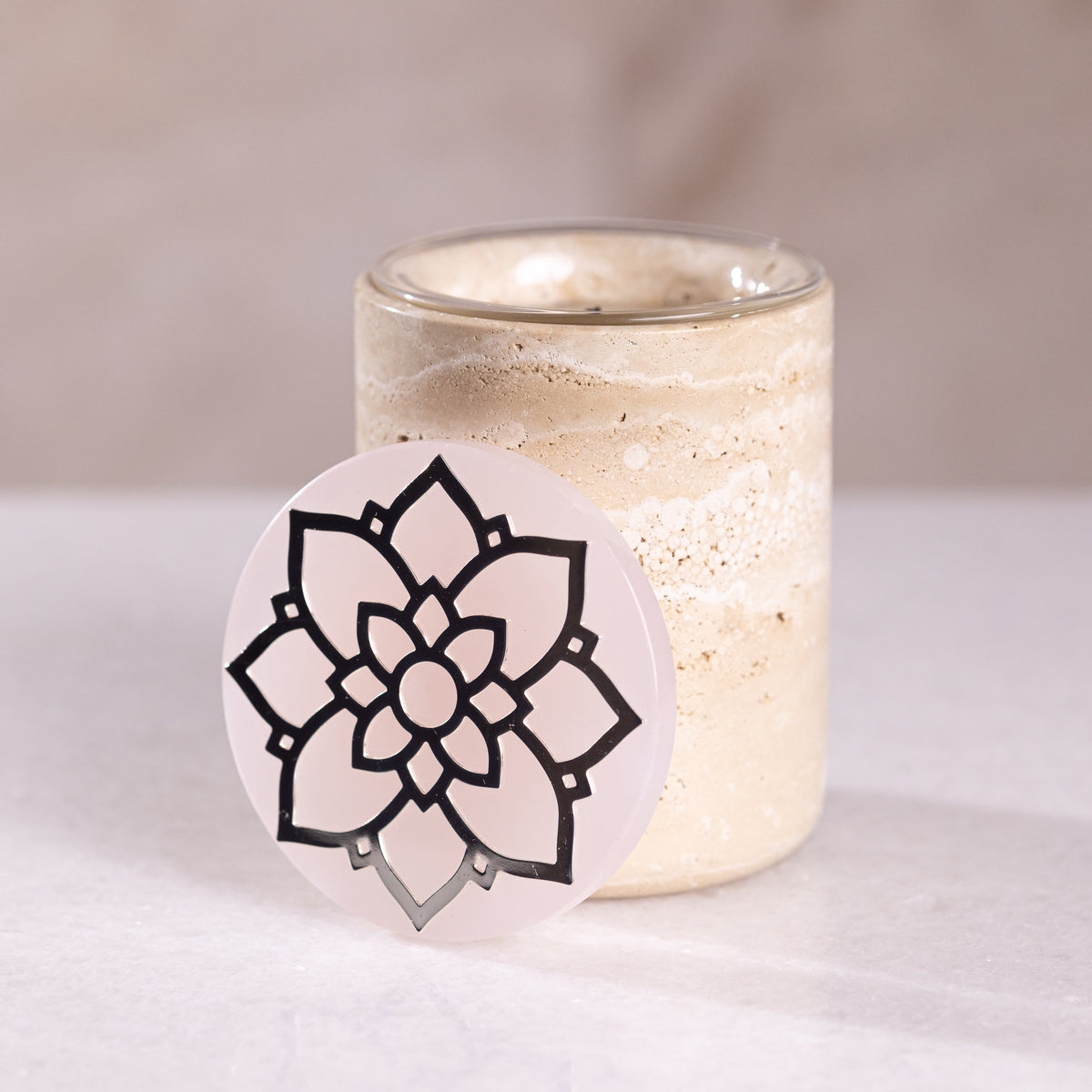 PINK MOGRA Jaipur Candle & Travertine Holder