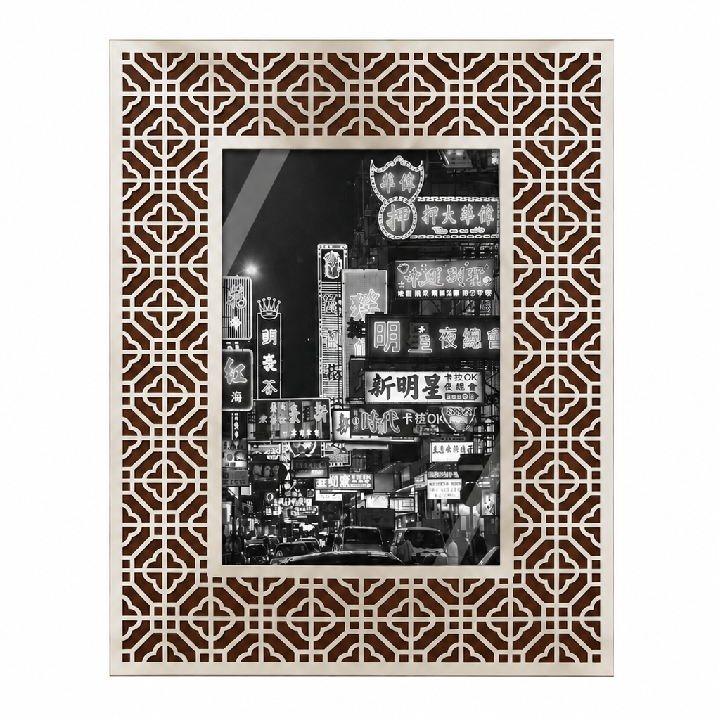 HONG KONG Silver Photo Frame (4R) - Crimson Brown