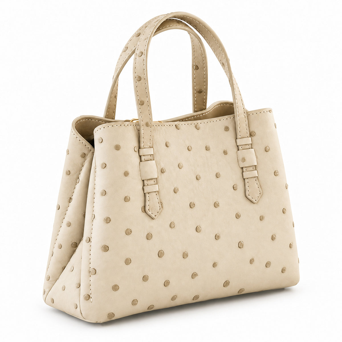 VEDA Vanille Ostrich Leather Tote Crossbody Bag