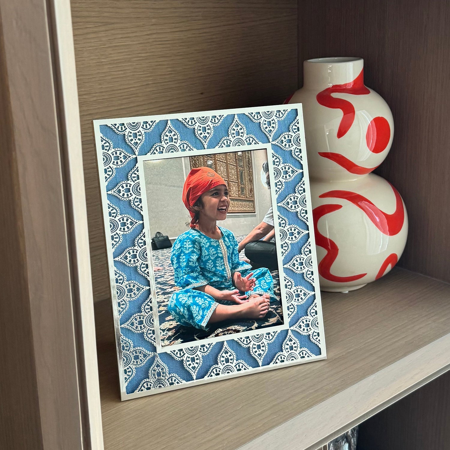 JAIPUR Silver Photo Frame (5R) - Aqua Blue