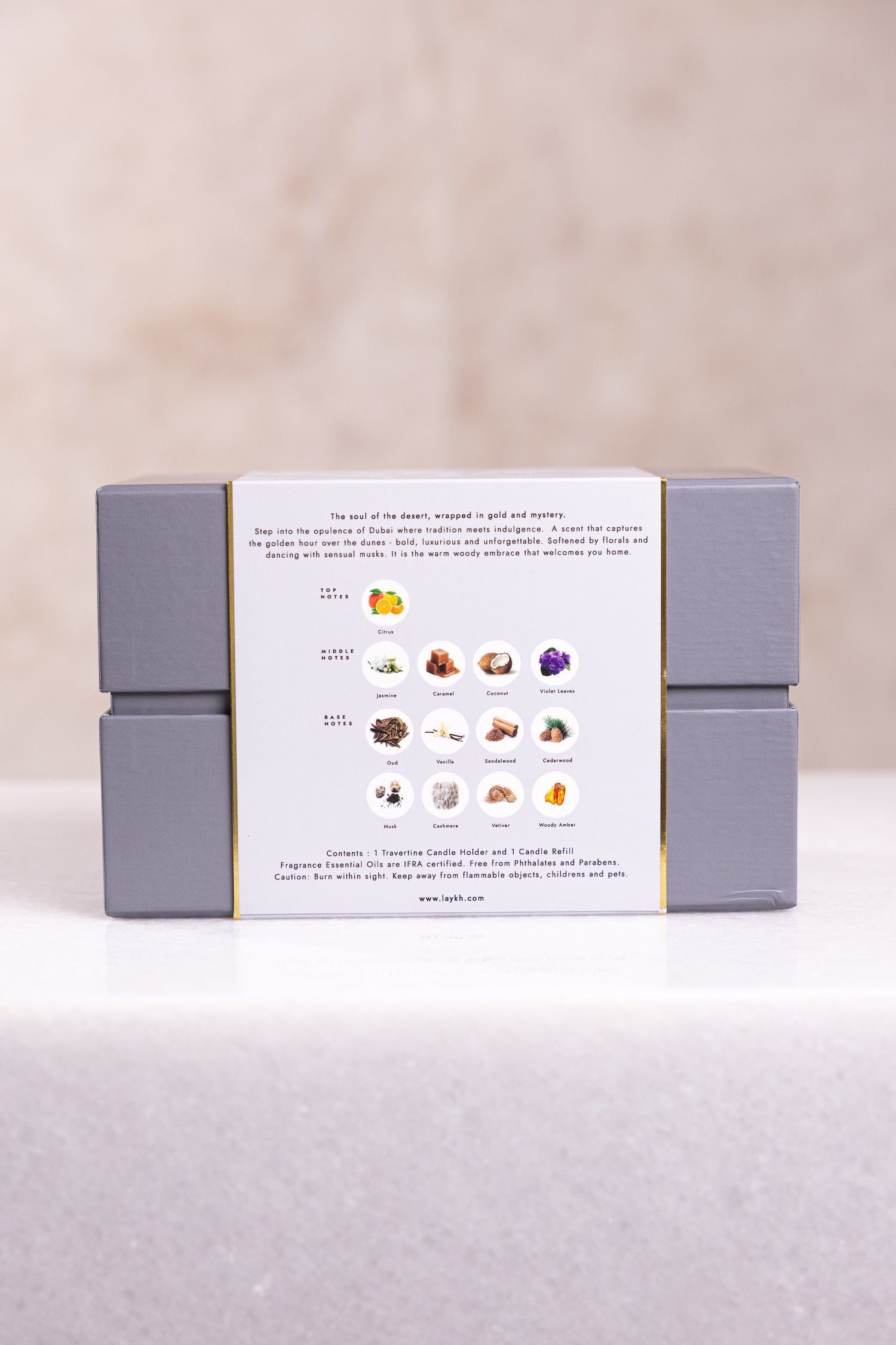 OUD MIRAGE Dubai Candle &amp; Travertine Holder
