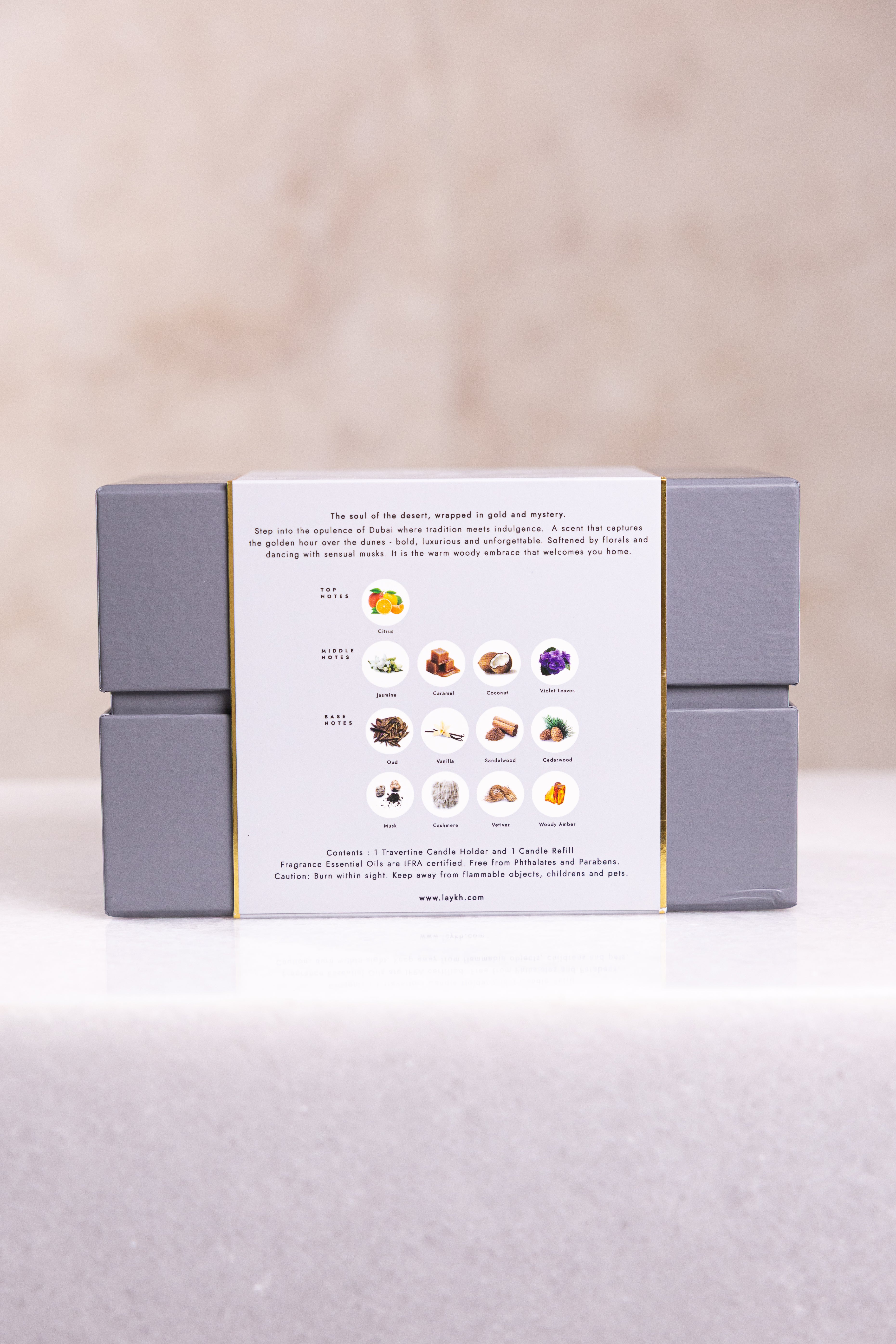 OUD MIRAGE Dubai Candle &amp; Travertine Holder