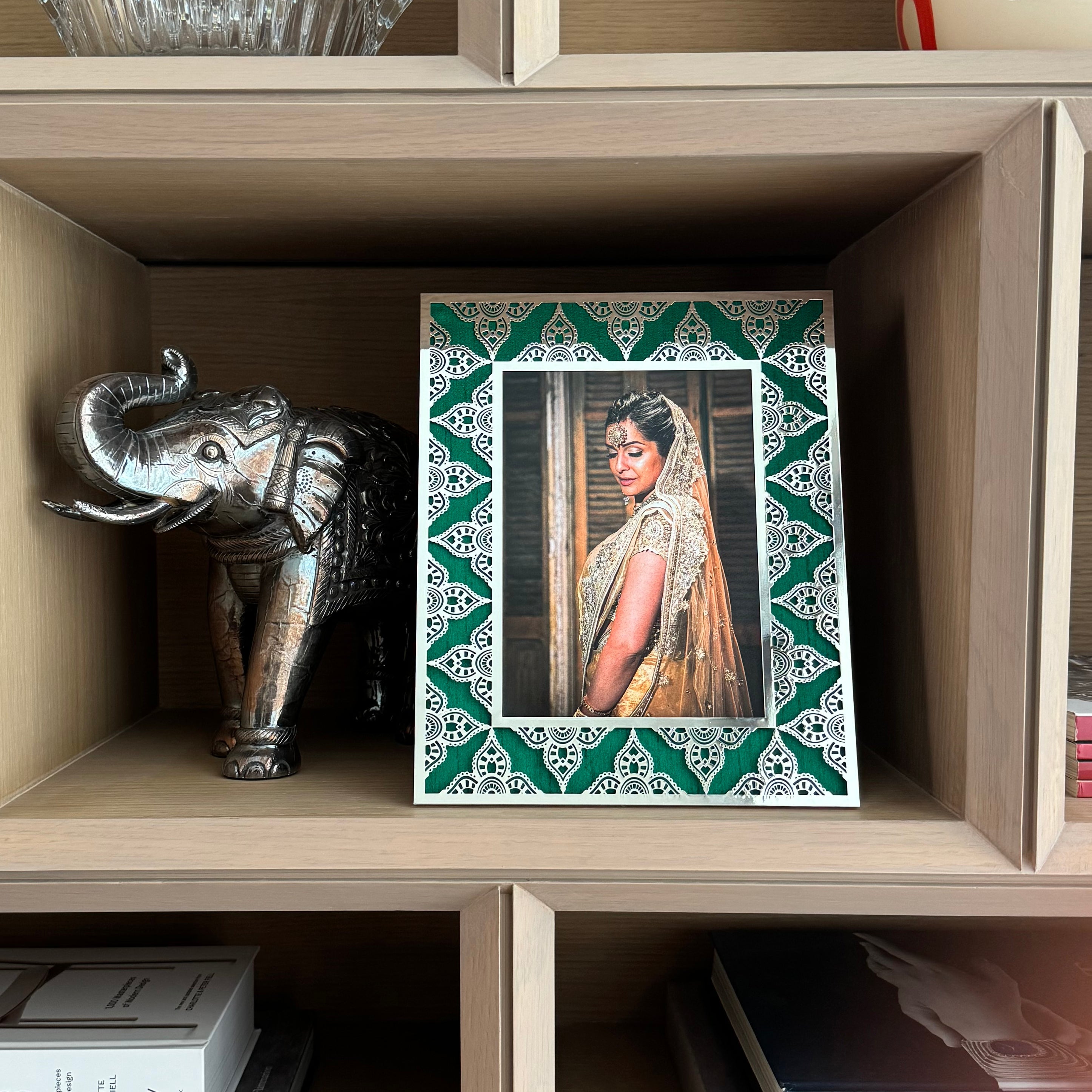 JAIPUR Silver Photo Frame (5R) - Emerald Green