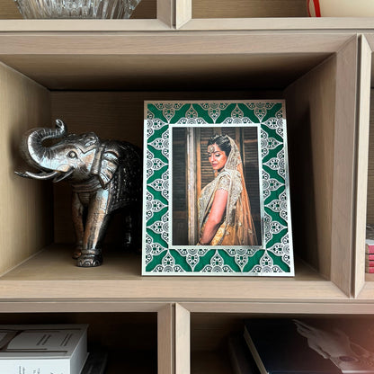 JAIPUR Silver Photo Frame (5R) - Emerald Green