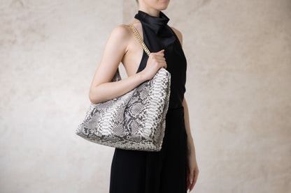 FAREESA Natural Python Shoulder Bag