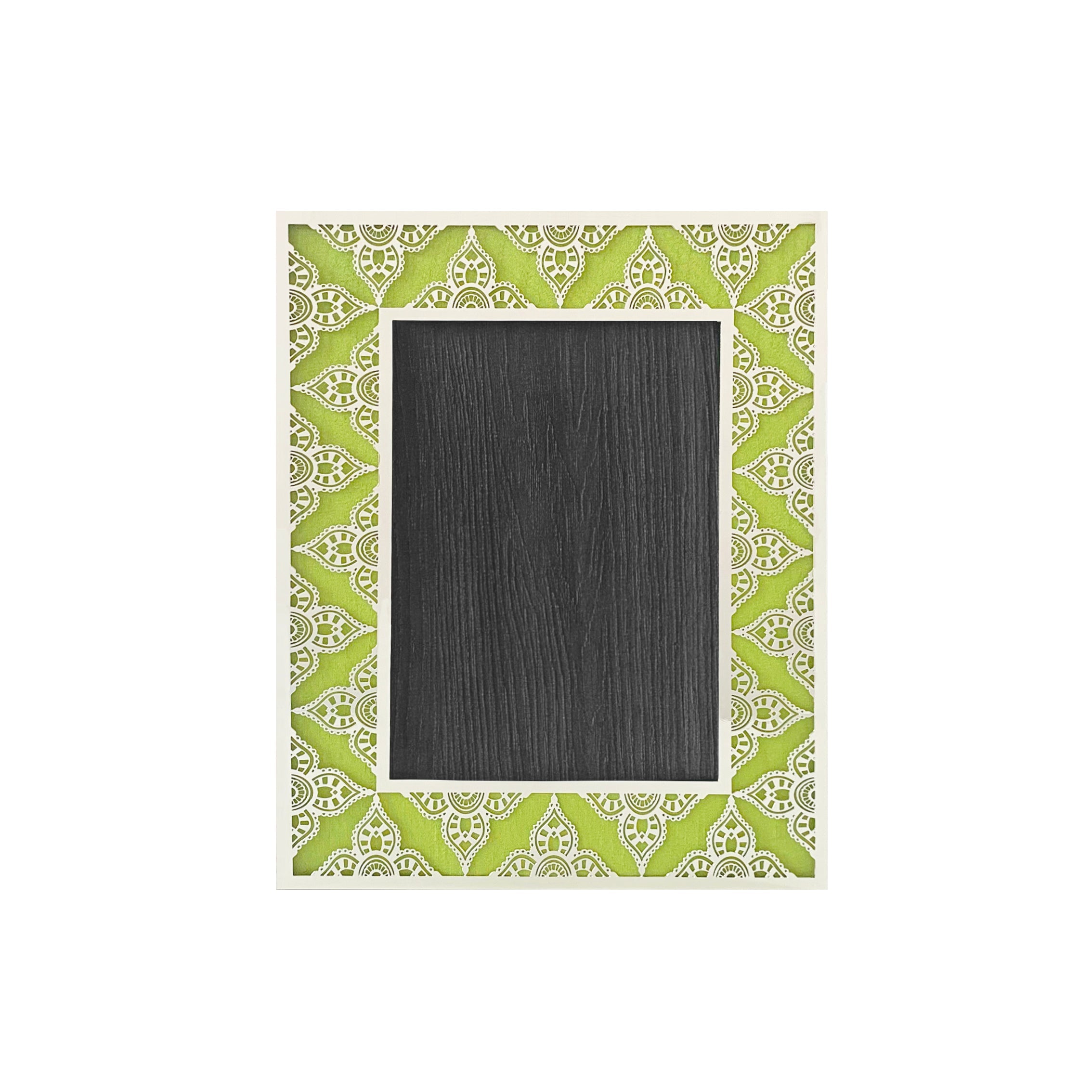 JAIPUR Silver Photo Frame (5R) - Lime Green