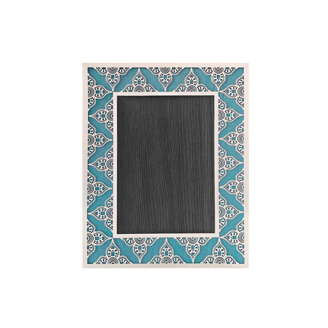 JAIPUR Silver Photo Frame (5R) - Aqua Blue