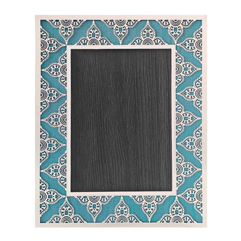 JAIPUR Silver Photo Frame (5R) - Aqua Blue