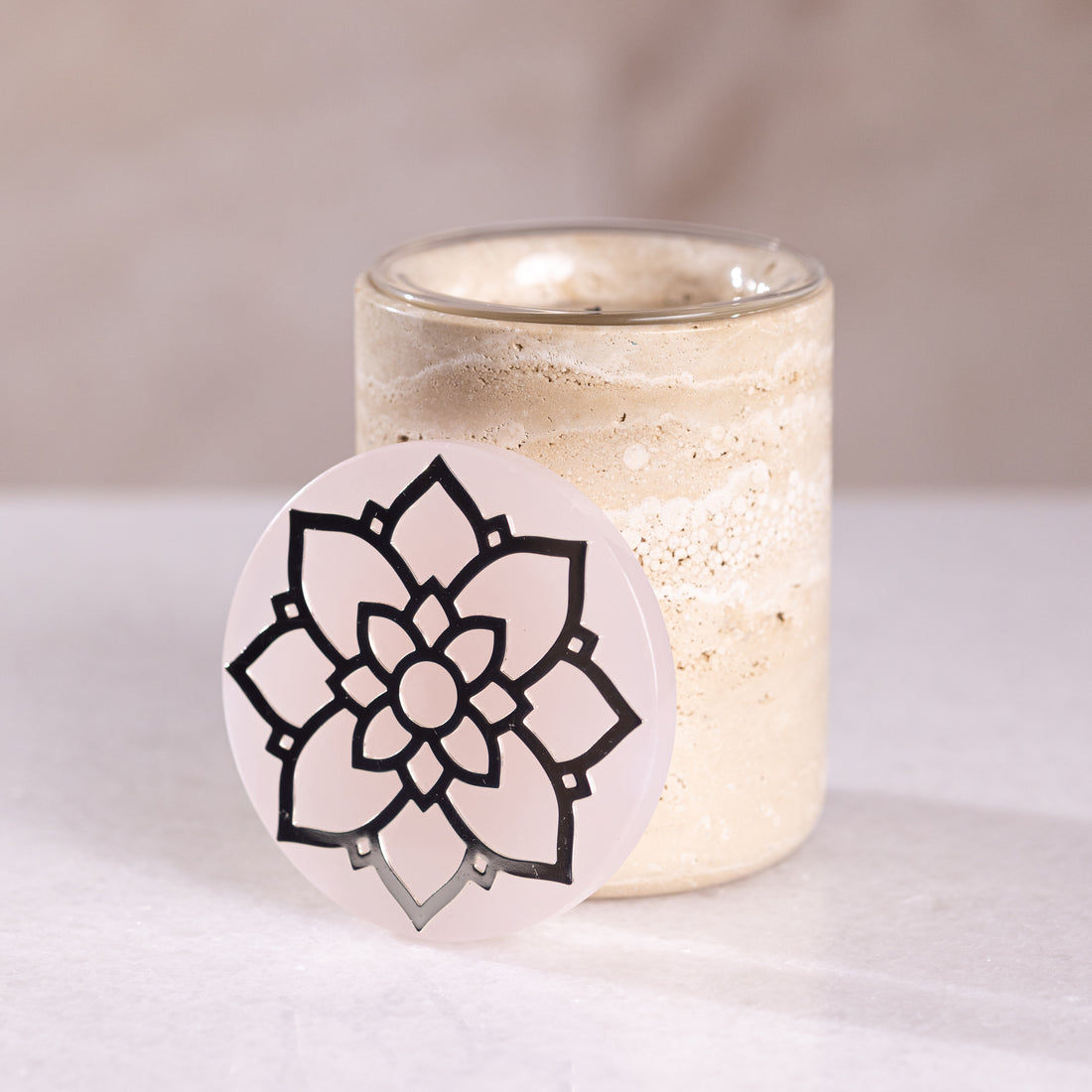 PINK MOGRA Jaipur Candle &amp; Travertine Holder