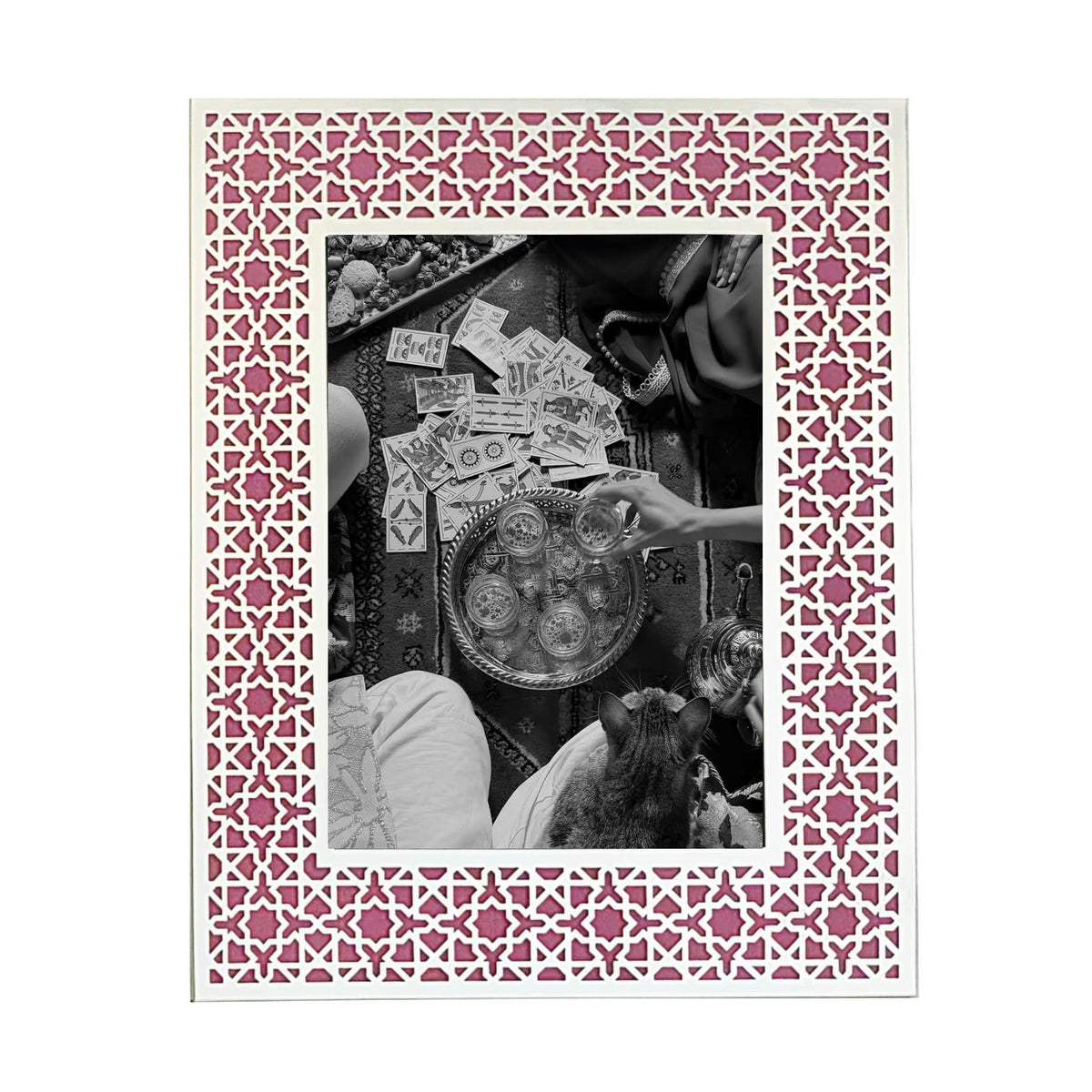 DUBAI Silver Photo Frame (5R) - Aqua Pink