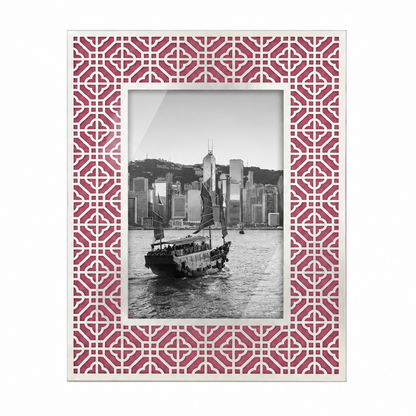 HONG KONG Silver Photo Frame (4R) - Aqua Pink