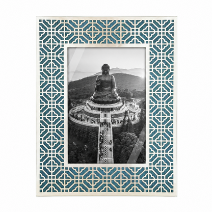 HONG KONG Silver Photo Frame (4R) - Aqua Blue