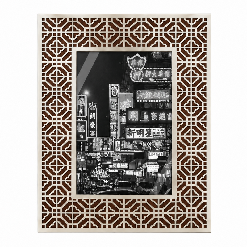 HONG KONG Silver Photo Frame (4R) - Crimson Brown