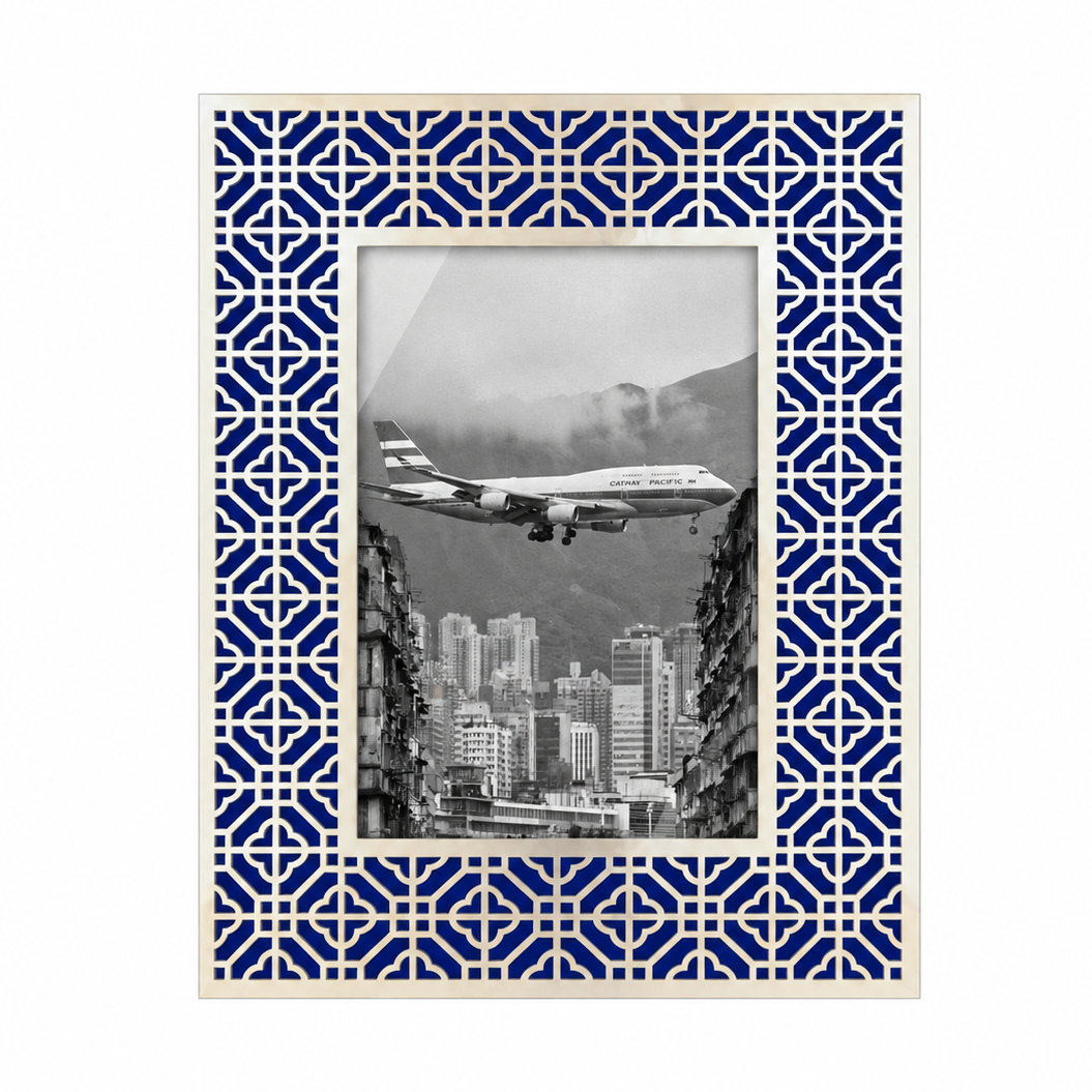 HONG KONG Silver Photo Frame (4R) - Cobalt Blue