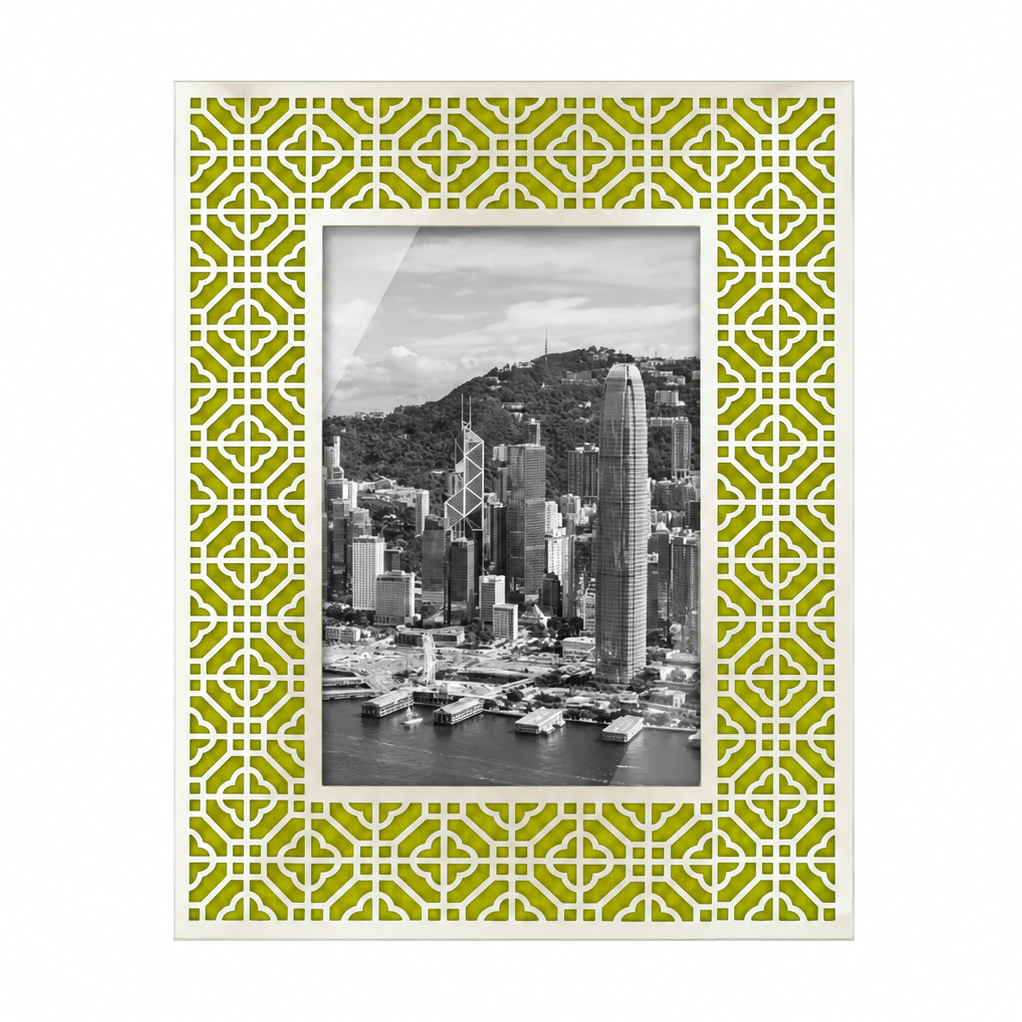 HONG KONG Silver Photo Frame (4R) - Lime Green