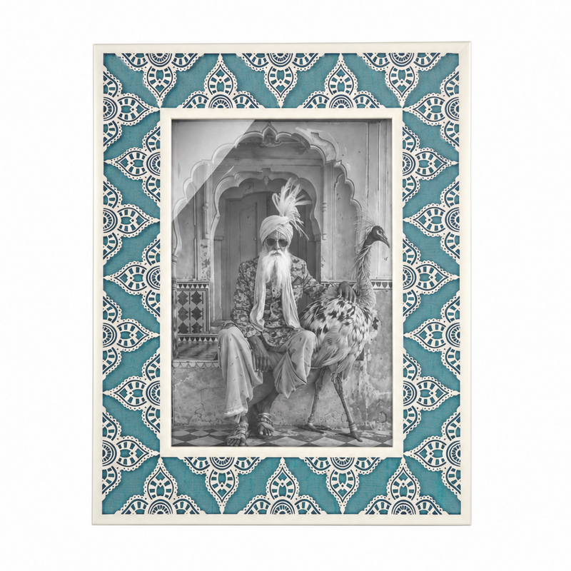 JAIPUR Silver Photo Frame (5R) - Aqua Blue
