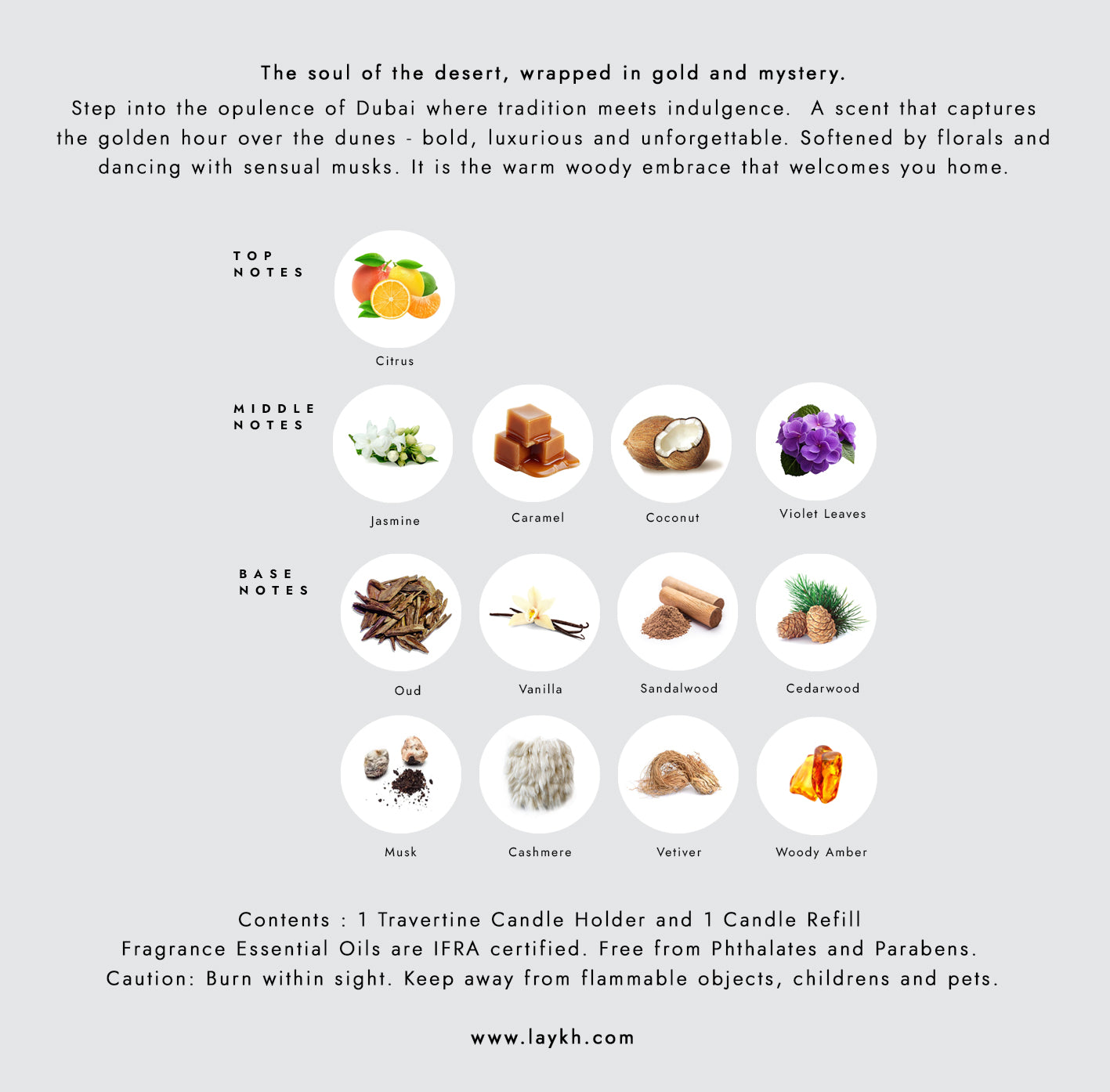 OUD MIRAGE Dubai Candle &amp; Travertine Holder