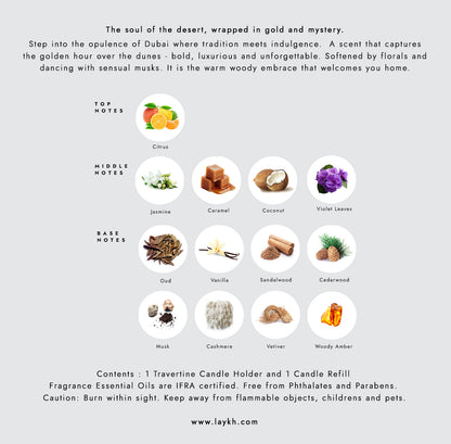 OUD MIRAGE Dubai Candle &amp; Travertine Holder