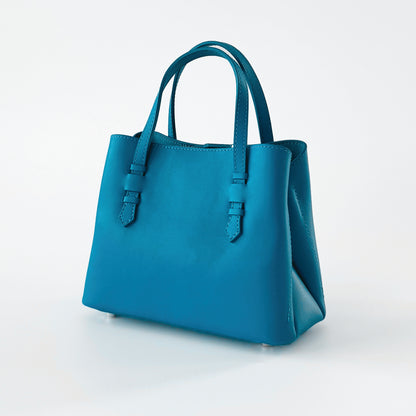 VEDA Bleu Royal Epsom Leather Tote Crossbody Bag