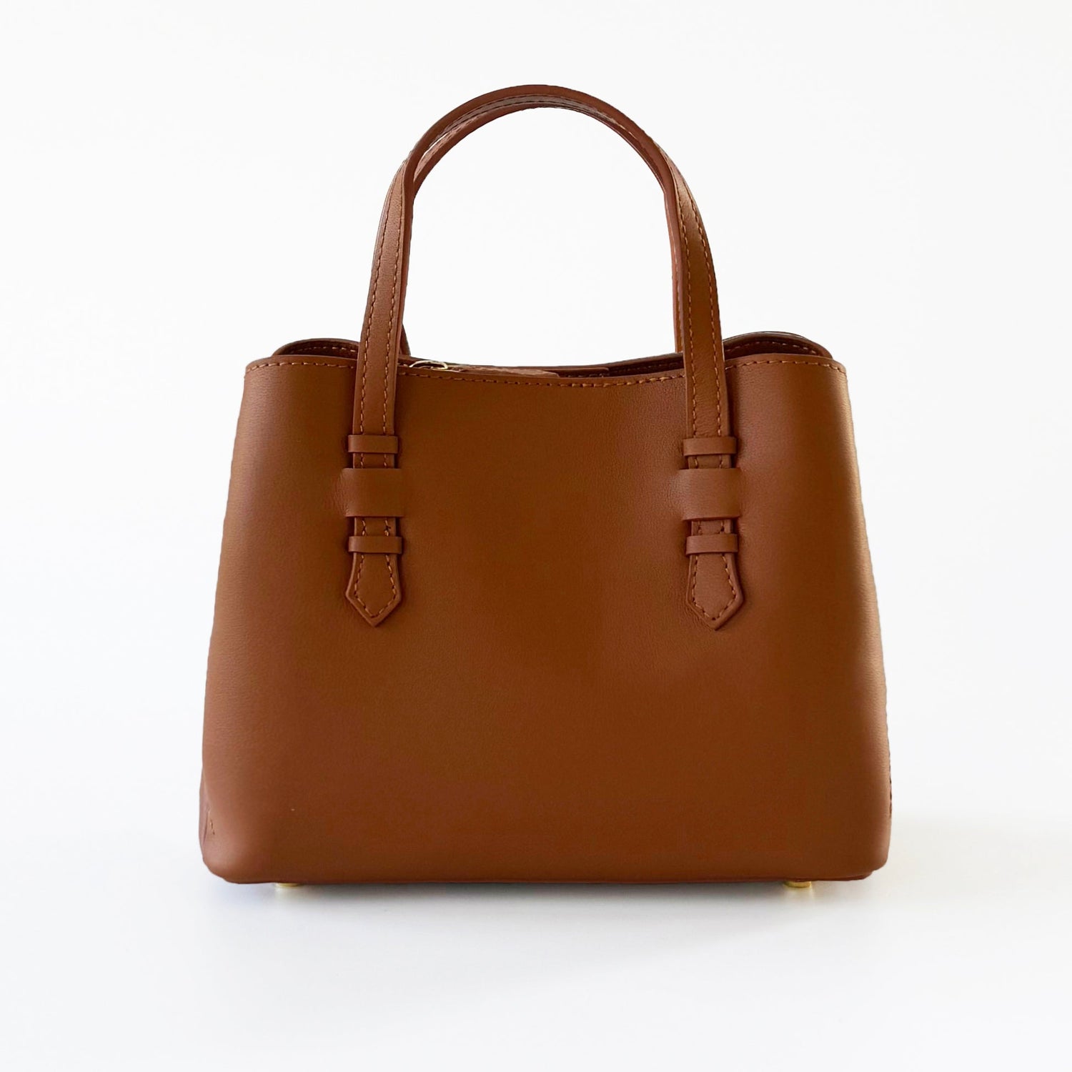 VEDA Chestnut Brown Epsom Leather Tote Crossbody Bag