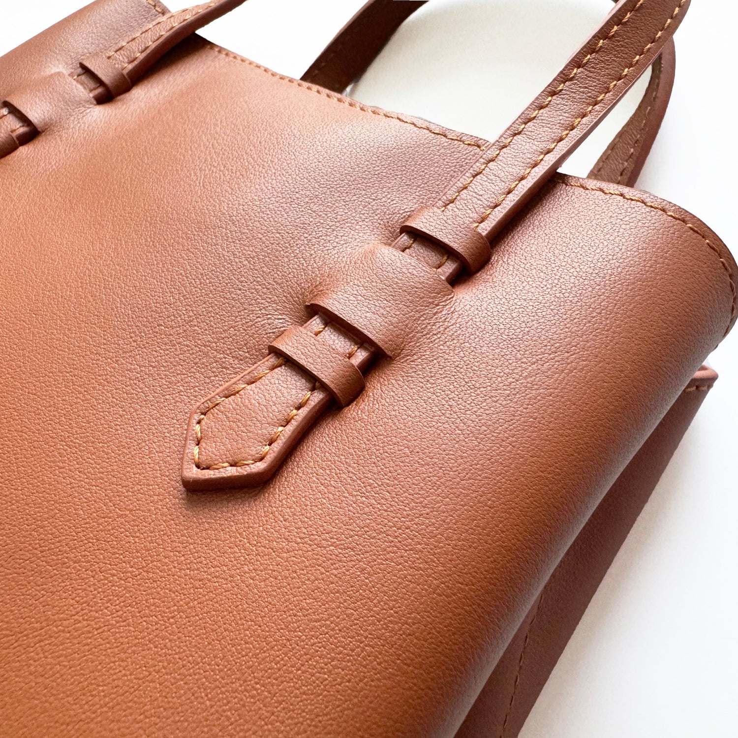 VEDA Chestnut Brown Epsom Leather Tote Crossbody Bag