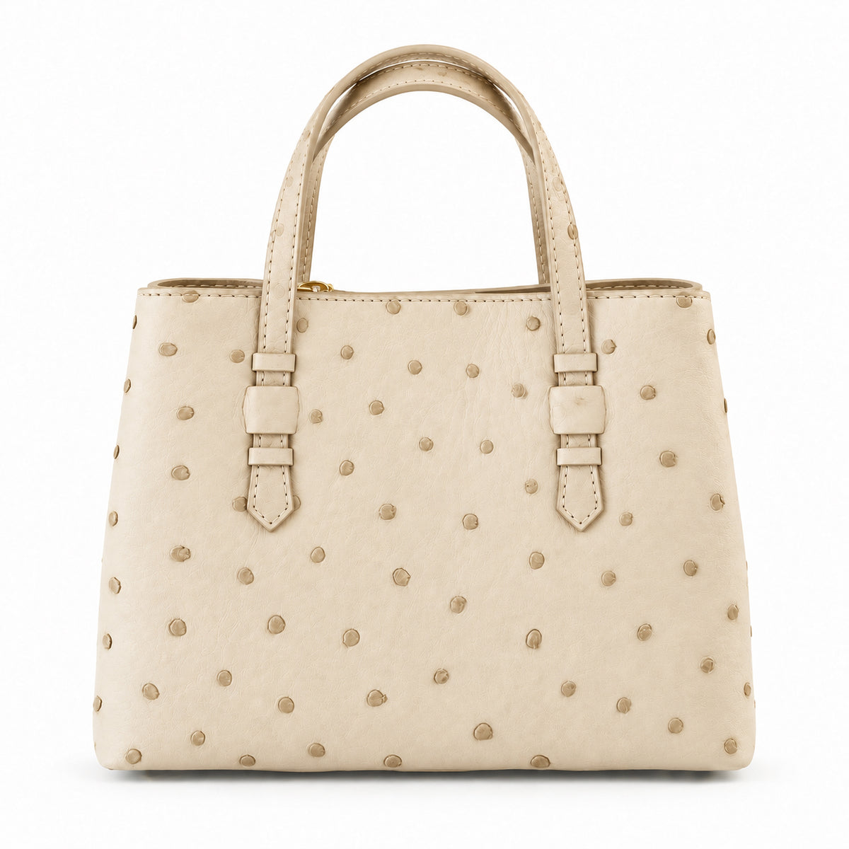 VEDA Vanille Ostrich Leather Tote Crossbody Bag