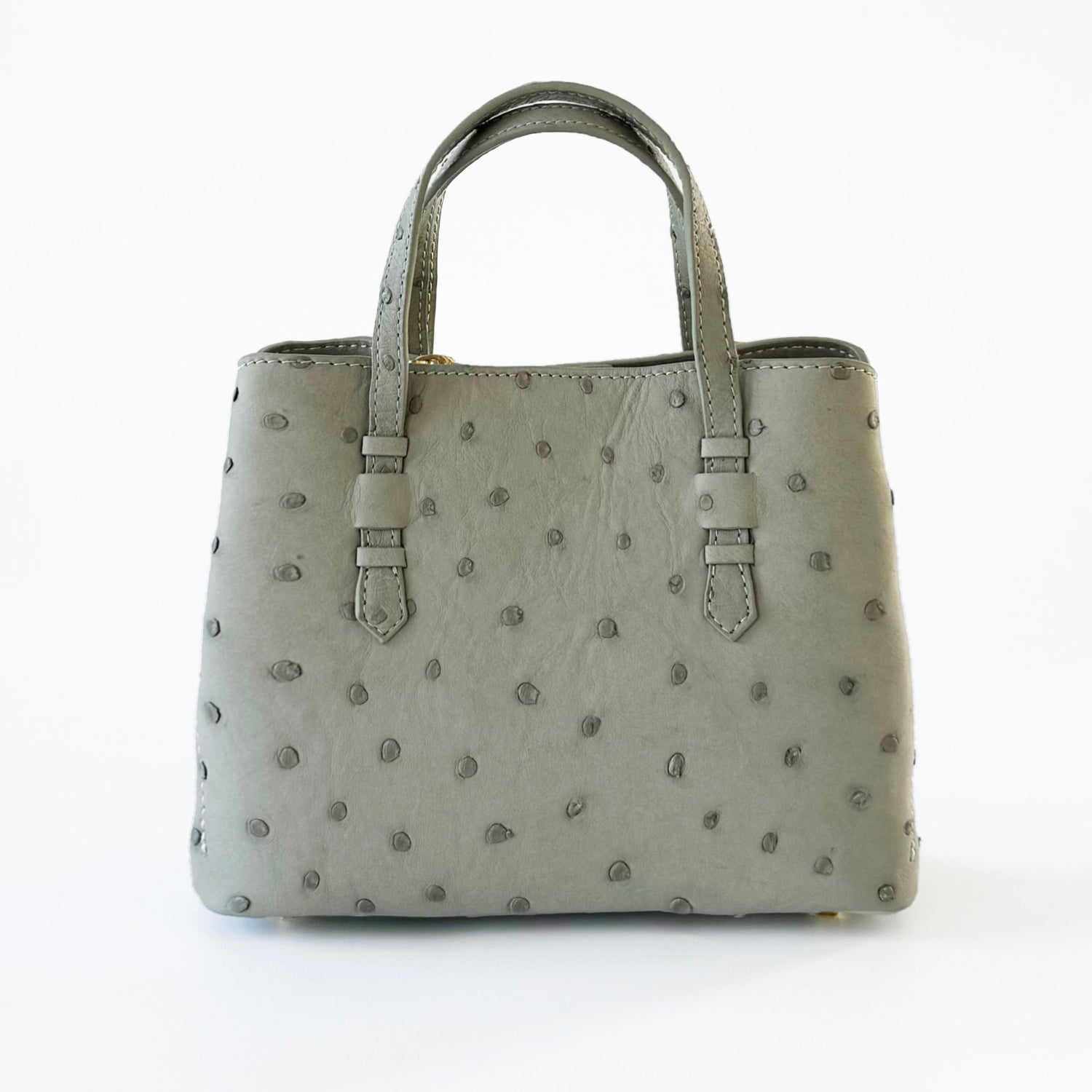 VEDA Grey Ostrich Leather Tote Crossbody Bag