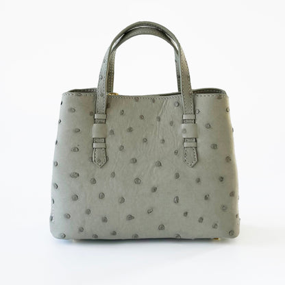 VEDA Grey Ostrich Leather Tote Crossbody Bag