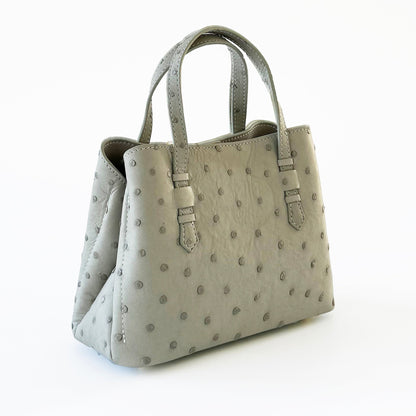 VEDA Grey Ostrich Leather Tote Crossbody Bag