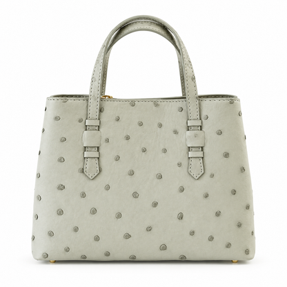 VEDA Grey Gris Perle Ostrich Leather Tote Crossbody Bag