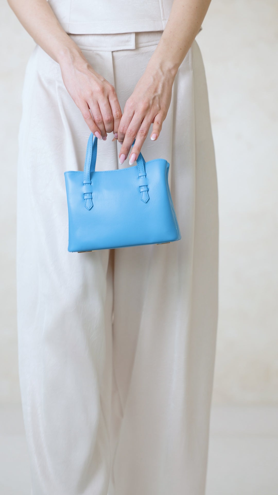 VEDA Bleu Royal Epsom Leather Tote Crossbody Bag